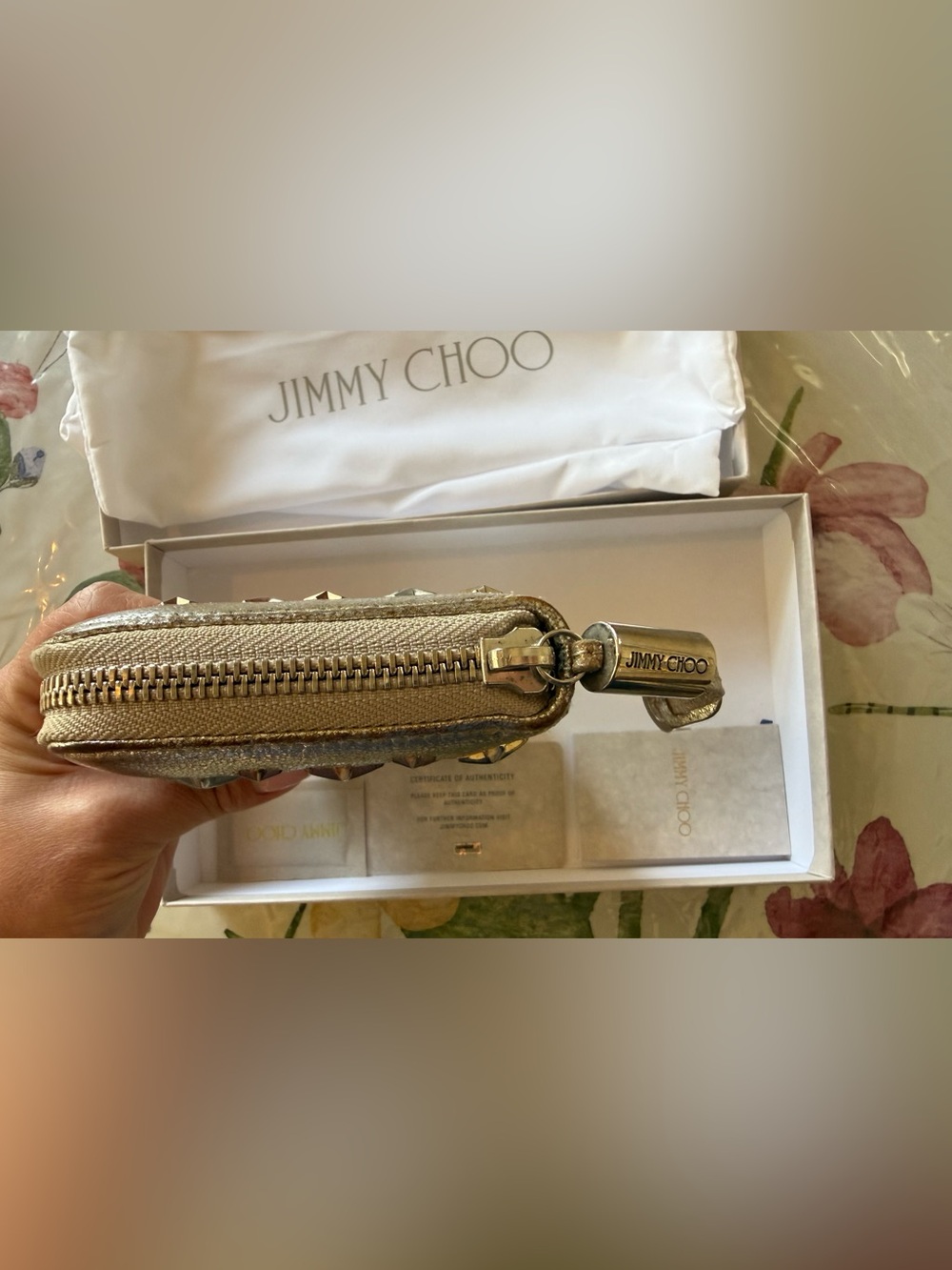 Jimmy Choo Metallic Star-Embellished Wallet- Silver Color / Silver-tone hardware - Picture 4 of 16